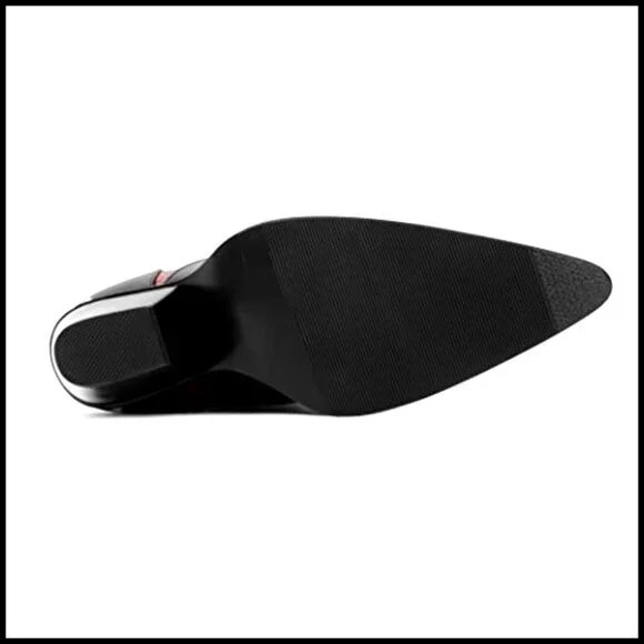 Mid Calf Cowboy Boots with Embroidery, Chunky Heel, Pointed Toe - Picture 5 of 7